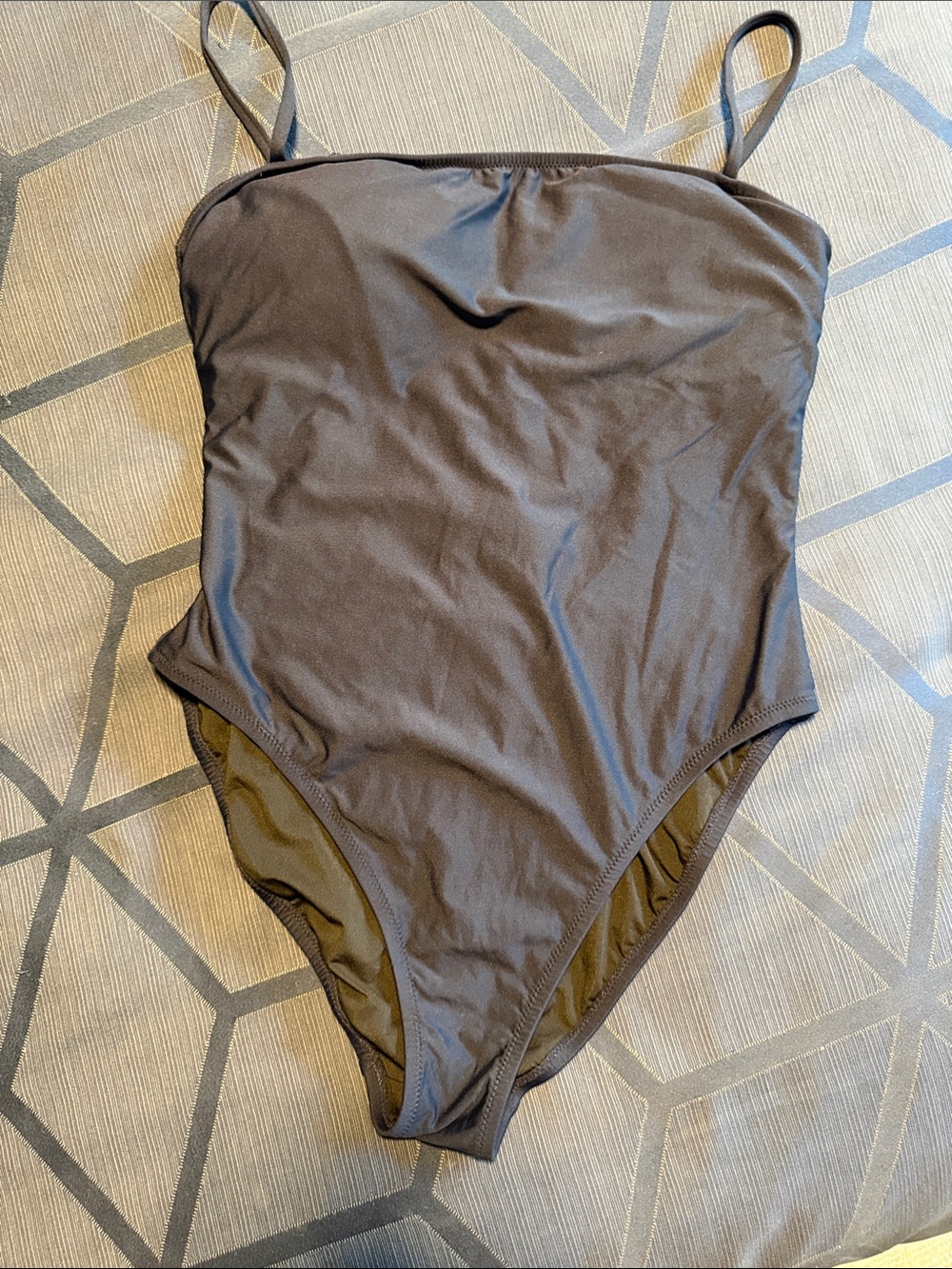 J. Crew Navy Blue One-Piece Swimsuit with Thin Straps pretty tie back